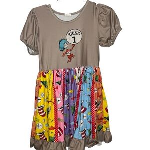 Dr Seuss Thing 1 Dress Girls 8/10 Boutique Soft Stretch